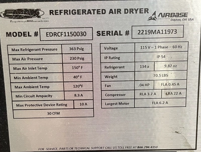 Air Compressor, Recip plus Dryer
