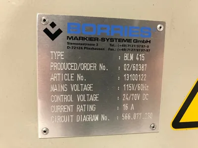 Type BLM 415 | Borries Markier-Systeme  Control Panel Cabinet Laser Engraver Marker - Used