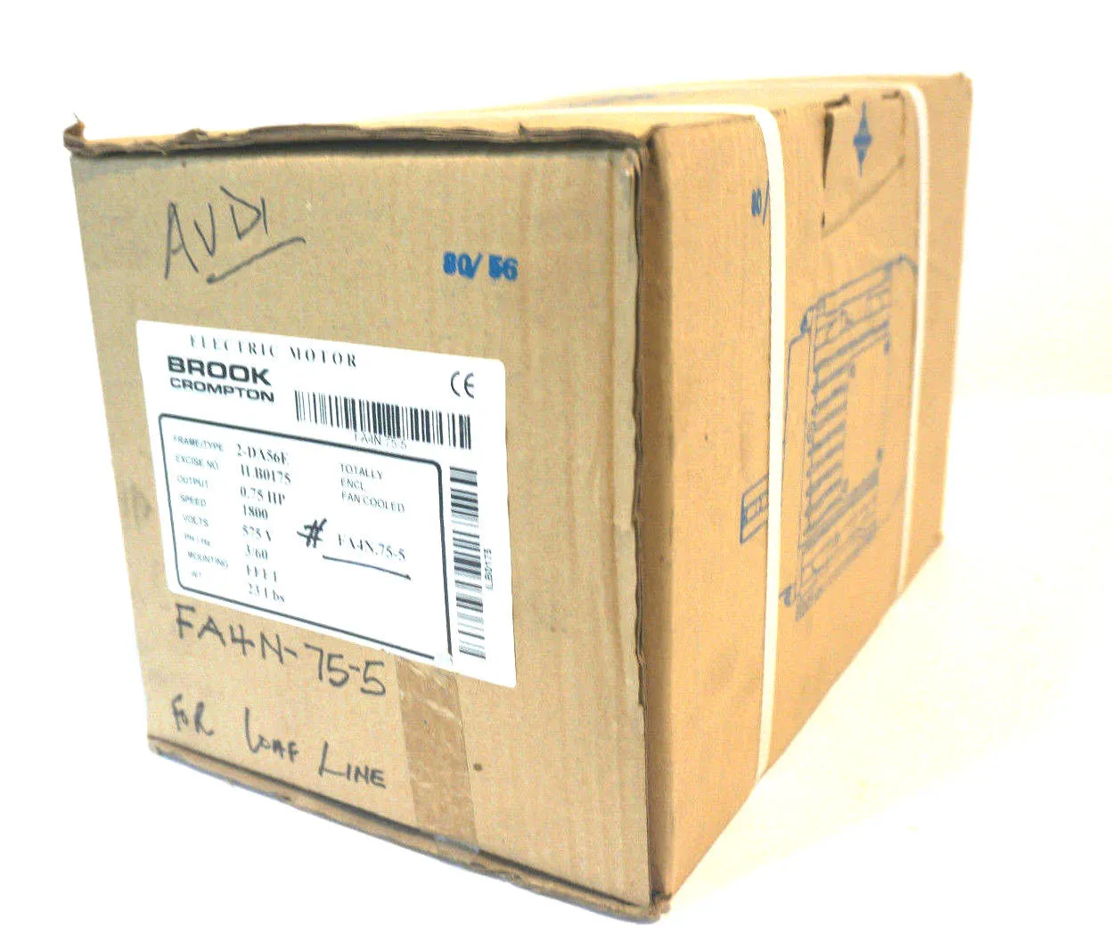 NEW BROOK CROMPTON 2-DA56E ELECTRIC MOTOR FA4N.75-5 2DA56E