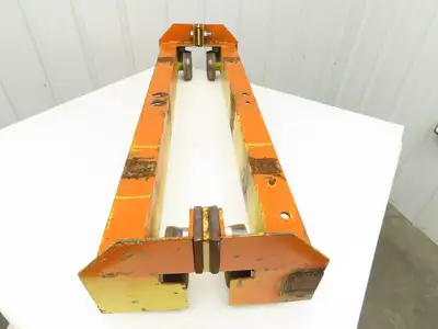 Underhung Bridge Crane Push End Truck 3-1/4"-5" Beam Flange 48"L 5"Steel Wheels