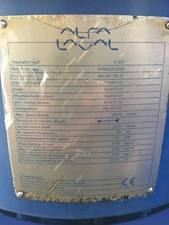 (2) Alfa-Laval S-821 fuel/lube oil purifier skids, 316SS.