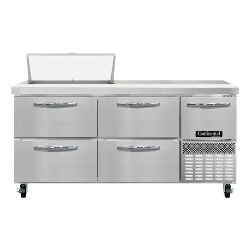 Continental RA68N8-D 68" Sandwich/salad Prep Table W/ Refrigerated Base, 115v
