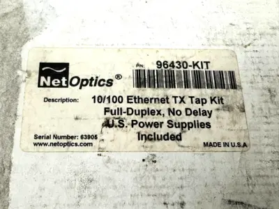 NEW NETOPTICS 96430-KIT 10/100 ETHERNET TX TAP KIT FULL DUPLEX NO DELAY 96430