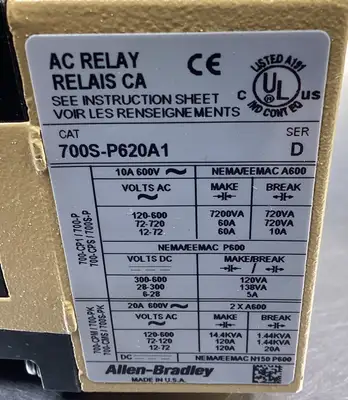 Allen Bradley 700S-P620A1 Safety Control Relay 4D-48