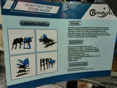 Skid Steer Auger Blue