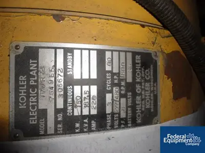 USED Kohler 150 kW Kohler 170R72 Natural Gas Genset