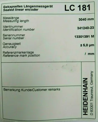 NEW HEIDENHAIN 341240-23 LINEAR ENCODER LC-181 ML 3040 MM 359-122-04 34124023