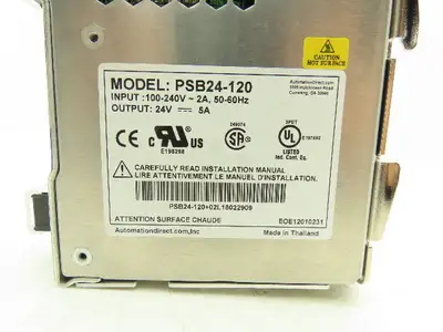 Automation Direct PSB24-120 Rhino Switching Power Supply 24VDC 5A 120W 1Ph