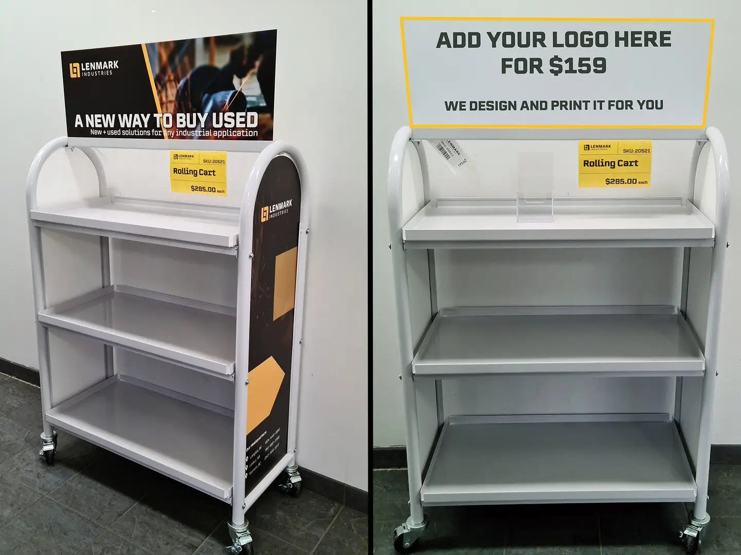 33" x 18" x 47" 3-Shelf Rolling cart w/ 3" Swivel Casters