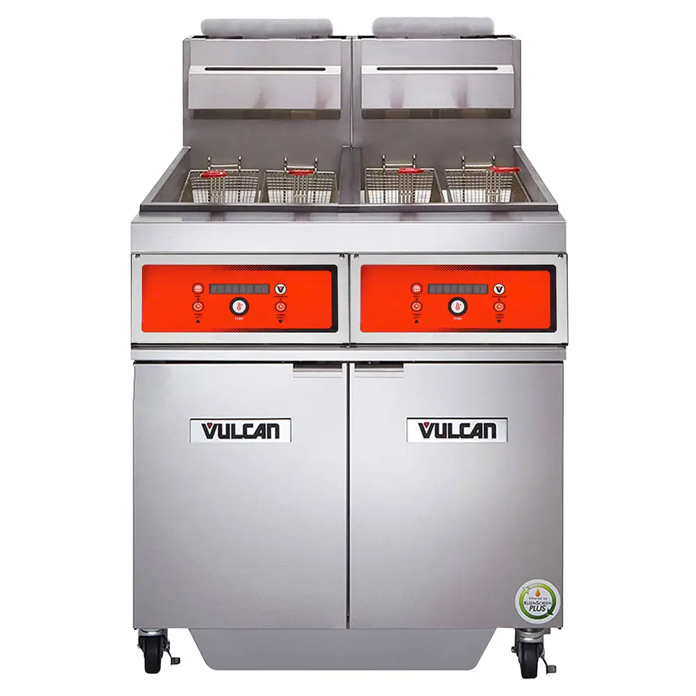 Vulcan 2TR45AF Gas Fryer - (2) 50 Lb Vats, Floor Model, Natural Gas