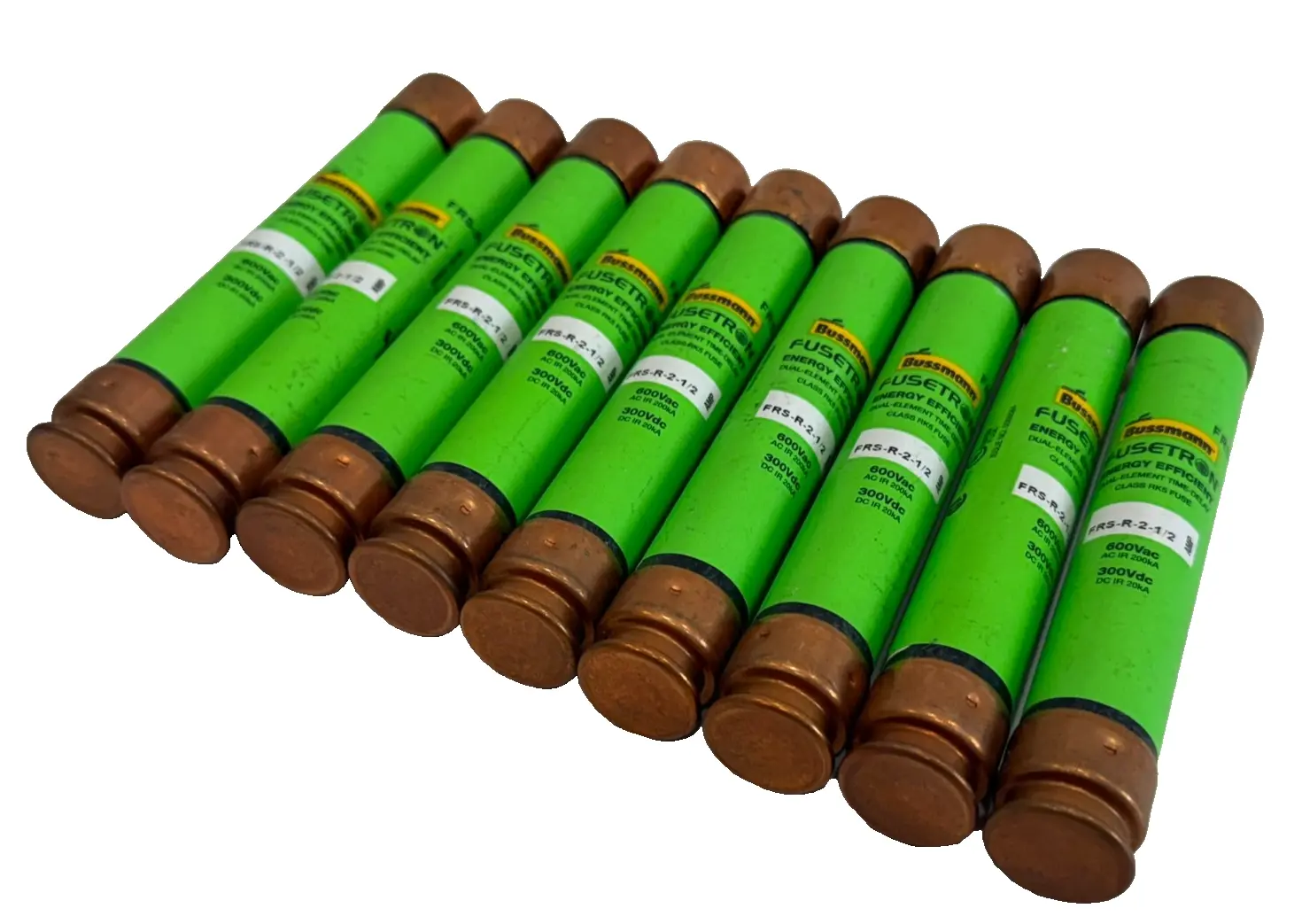 NEW LOT OF 9 BUSSMANN FRS-R-2-1/2 TIME DELAY FUSES FRSR212