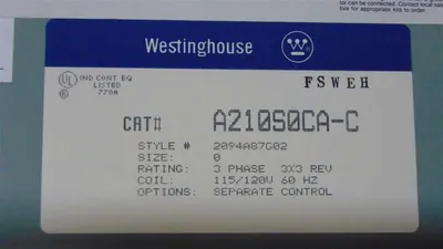 Westinghouse A210S0CA-C Enclosed Reversing Contactor Assembly Size 0 New NIB