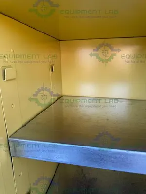 USED SECURALL 4 GALLON FLAMMABLE LIQUID STORAGE CABINET W/ SOFT CLOSE DOOR, SHELVES