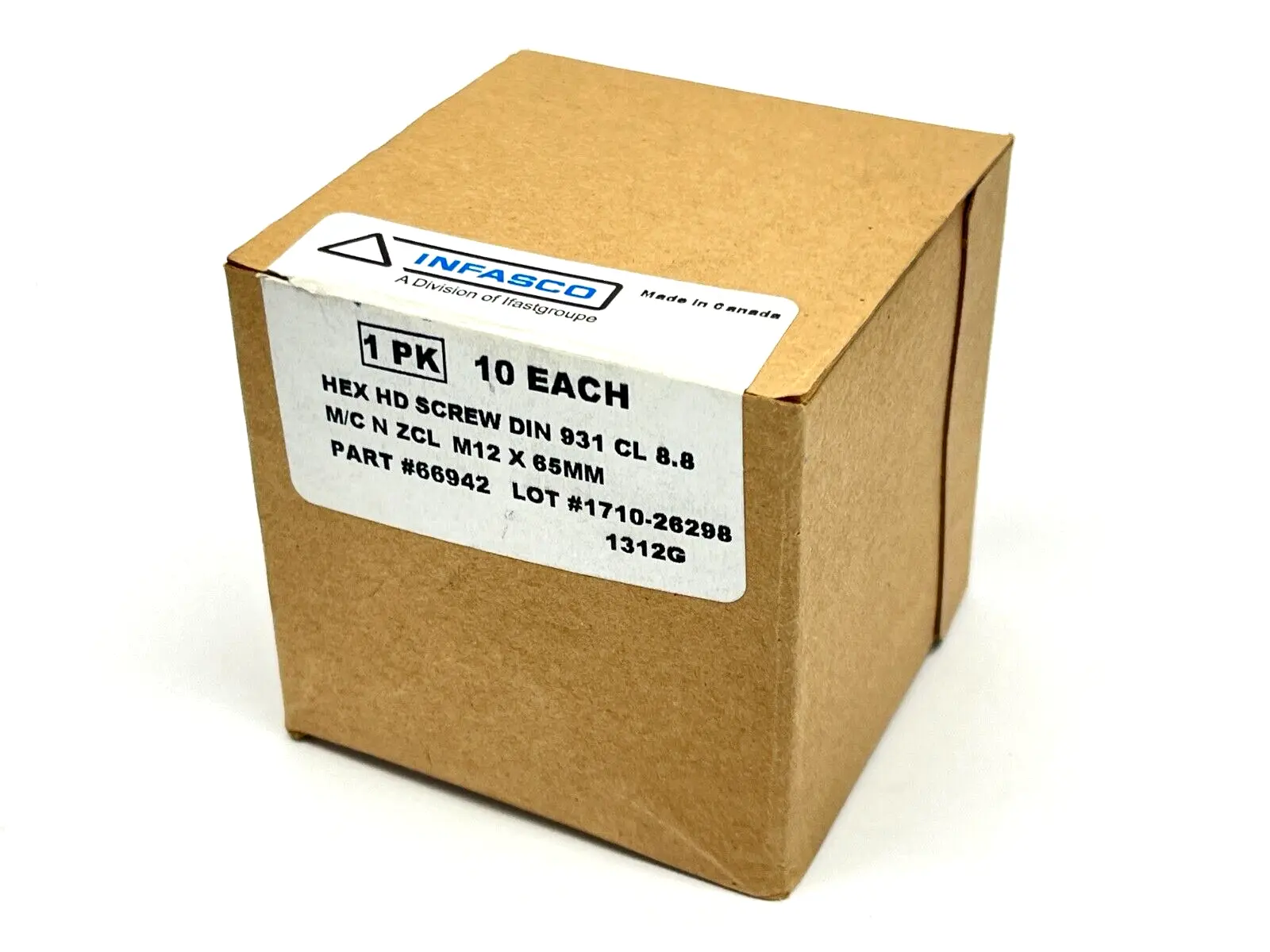 New | in-Stock INFASCO HEX HD SCREW DIN 931 CL 8.8 M/C N ZCL M12X65MM Nuts & Screws | Maverick Industrial Sales #1108379