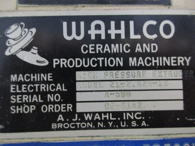 15 ton Wahlco Extruder, High Pressure Hydraulic Extruder