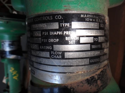 Fisher 1.5" 300 Class, Alloy 20 Control Valve