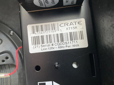 Crate XT15R speaker, a Cooper 120-347V hanging light, and a London LWINGL10001 1000W LED grow light