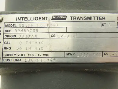 Foxboro 823DP-D3S1NM0 Intelligent Differential Pressure Transmitter 12.5-42vdc