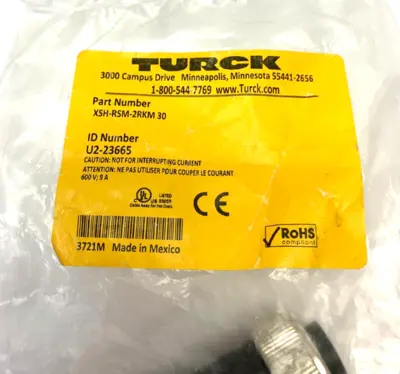 XSH-RSM-2RKM | Turck 30 Splitter 3-Pin 7/8" Connector Male-2x Female U2-23665 - New