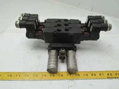 Parker B562ACD53C 3 B5 Series Pneumatic Valves on base w/ FB7 Silencers