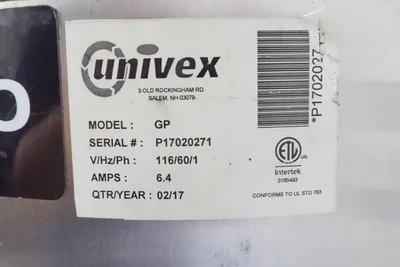 UNIVEX 20LB ELECTRIC PORTABLE VEGETABLE PEELER MODEL G-PEELER