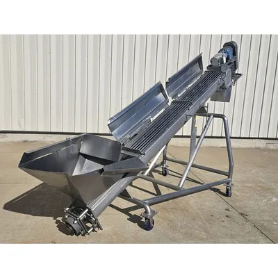 Used Stainless Steel Incline Screw Auger Conveyor 9" x 11'
