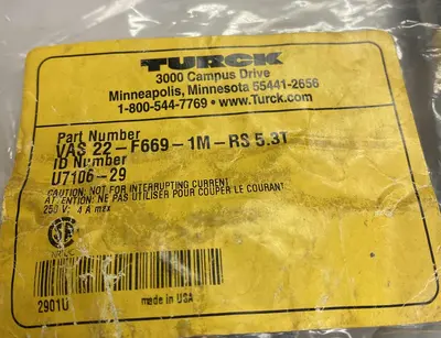 New | in-Stock TURCK 22-F669-1M-RS 5.3T Miscellaneous Equipment (Electrical & Power) | Surplus Asset Holdings #1190020