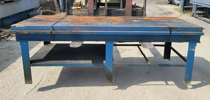 Used SHOP MADE 42'' X 102'' MACHINE BASE T-SLOT TABLE Tables, Floor & Layout Plates Wisconsin US | Lemke Machinery Sales #322129