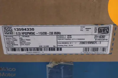 NEW WEG 0.33 HP02PW56C-115/208-230V 60HZ IP55 .3336ES1BW56CFL-S STOCK H970