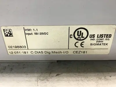 USED SIGMATEK 12-051-181 CEZ181