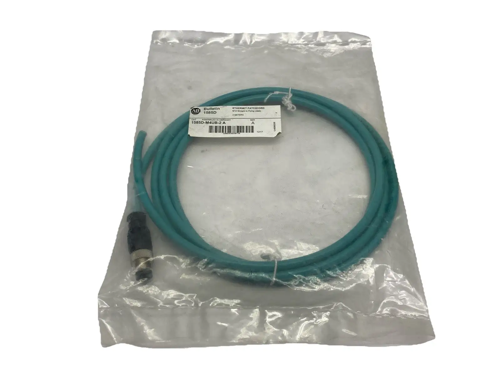 1585D-M4UB-2A | Allen Bradley  Ser A Ethernet Patchcord Male M124-Pin 2m - New