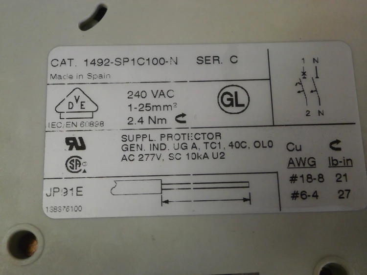 Used Allen-Bradley 1492SP1C100-N Relays & Switches Arizona US | ASSET CONVERSION SPECIALISTS, INC. #307735