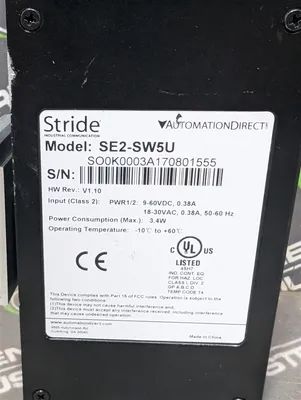 Stride by AutomationDirect SE2-SW5U 5 Port Unmanaged Ethernet Switch Used