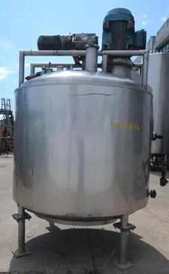 SPC8466  Kettle 1,400 gallon Vendome processor kettle, agitator side scrape & homogenizing, 100 psi jacket rating, Stainless Steel