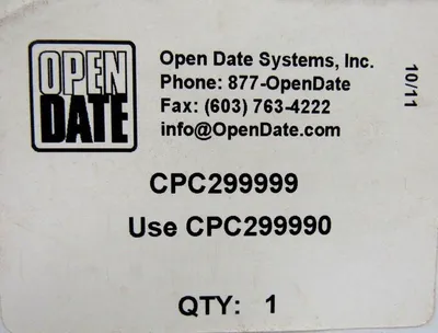 NEW OPEN DATE CPC299999 CONTROL CARD