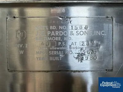 USED JC Pardo 100 Gal JC Pardo Triple Motion Kettle, S/S, 15/40#