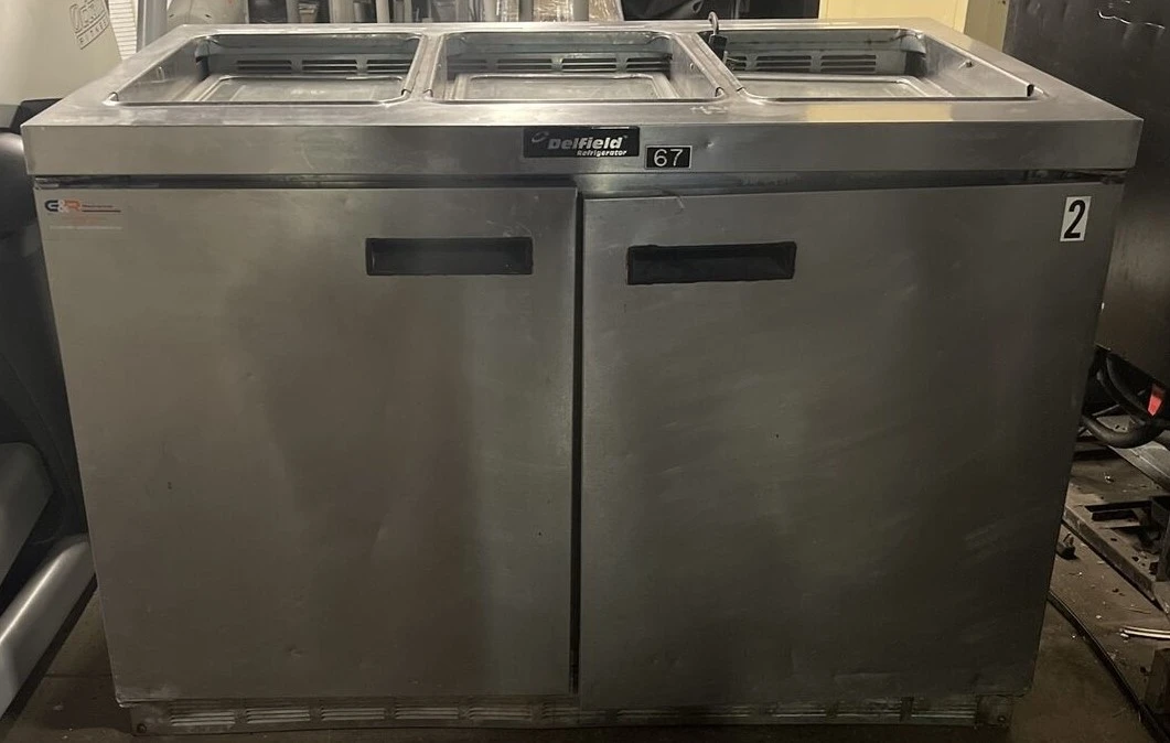 174-0116 Delfield 48” Self Contained Pan Rail Prep Table Cooler