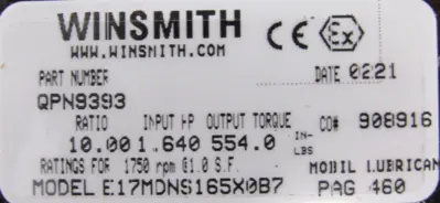 NEW WINSMITH E17MDNS165X0B7 GEAR REDUCER 10:1