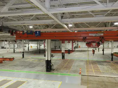 Cleveland Tramrail P&H 3 Ton Single Girder Underhung Bridge Crane 45' 10" Span