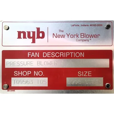 NEW NEW YORK BLOWER CO. 1908 PRESSURE BLOWER