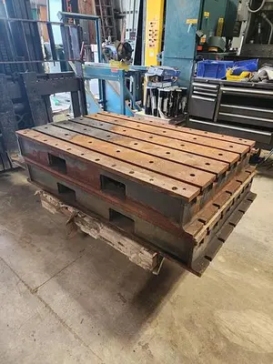 3' x 57'' T-Slot Cast Iron Riser Block w/Drilled and Tapped Holes