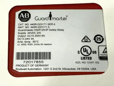 NEW ALLEN-BRADLEY SER. A GUARDMASTER SAFETY RELAY 24VDC