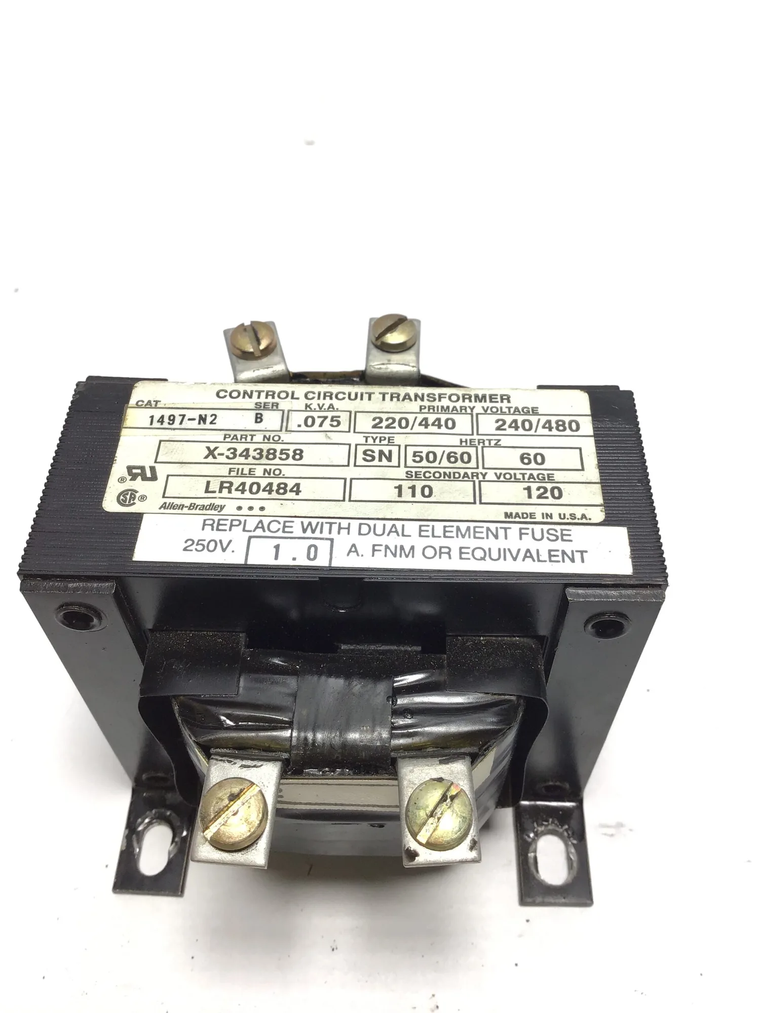 Allen-Bradley 1497-N2 Control Circuit Transformer 0.075kVA 220/440 240/480V