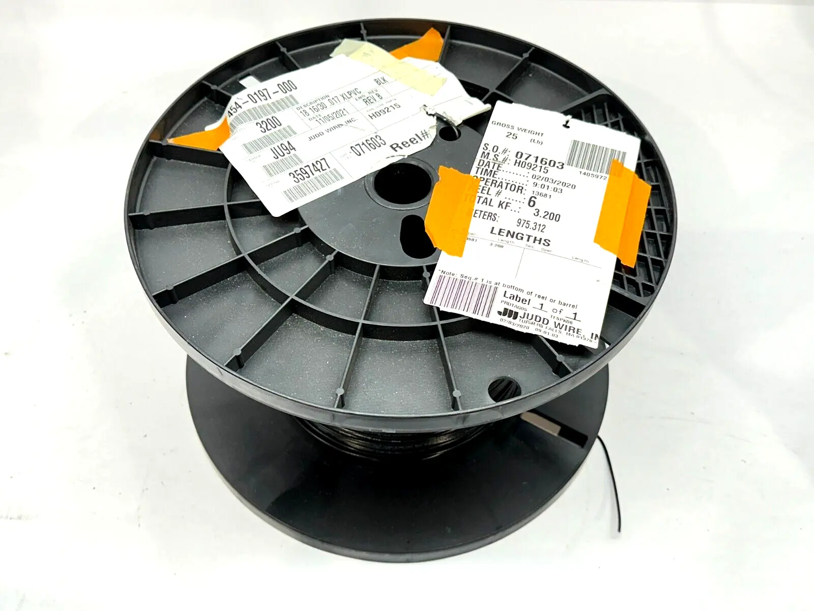 454-0199-000 | Judd Wire 454-0197-000 18AWG 16/30 .017 XLPVC H0915 3200ft Spool 1250ft LEFT - New Other