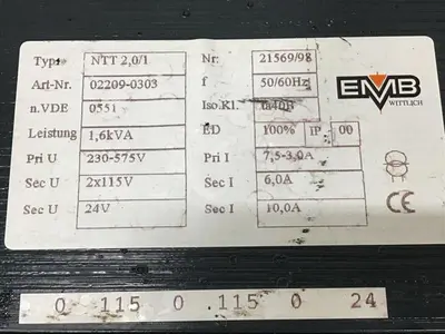 USED EMB WITTLICH NTT2.0/1
