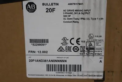 ALLEN BRADLEY 20F1AND361AN0NNNNN POWERFLEX 753 DRIVE VFD 300 HP NEW STOCK S-410
