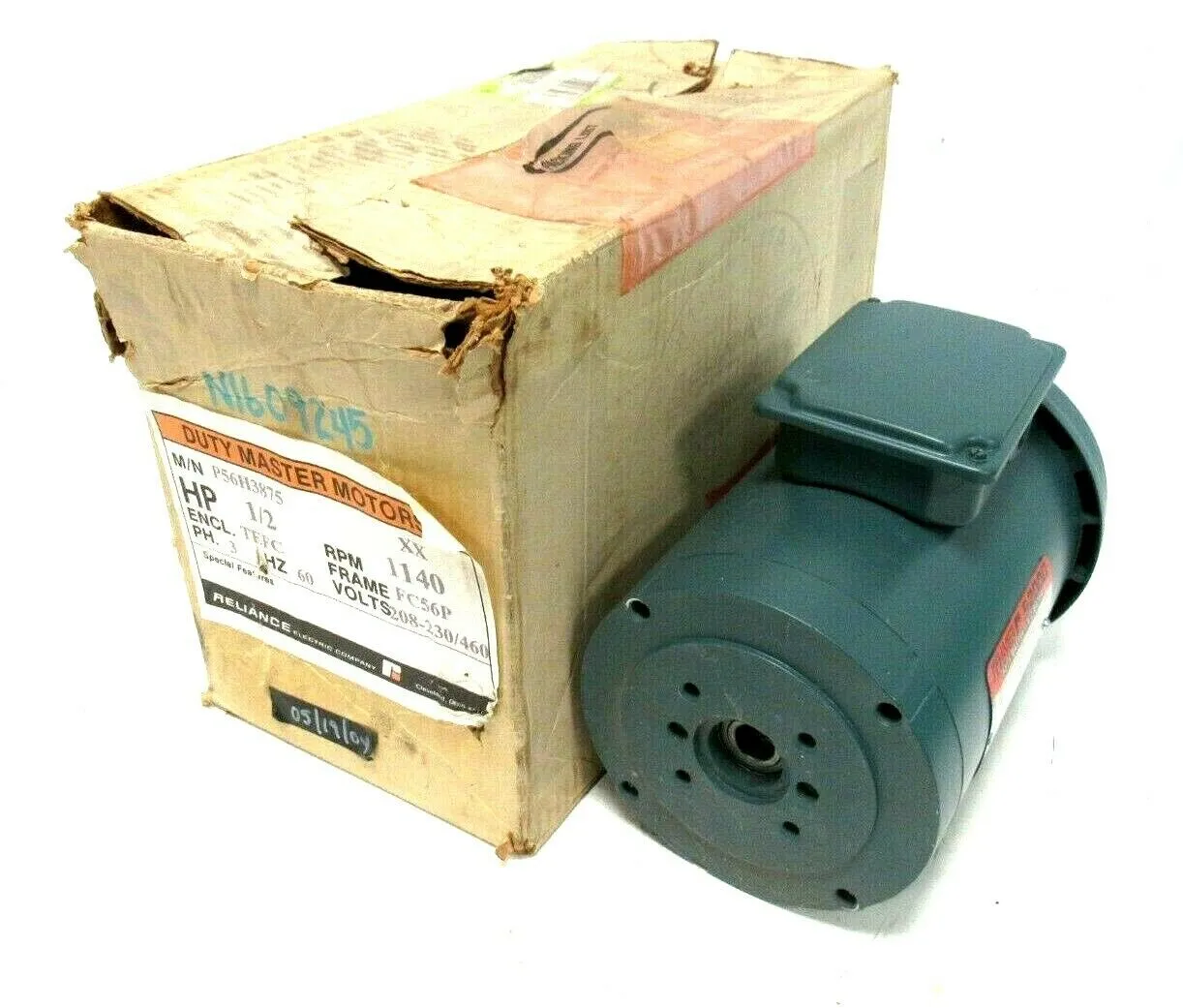 NEW RELIANCE ELECTRIC P56H3875 MOTOR 1/2HP 208-230/460V 1140RPM 5/8" DIA.