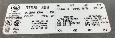 GENERAL ELECTRIC 9T58L1806 Core & Coil Transformer 1Ph 0.200 KVA 4C-20