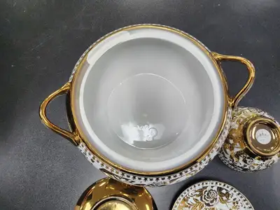 Used Isaac Peoria Used Fine Porcelain set gold plated C IP Restaurant Equipment (Miscellaneous) Illinois US | Falcon Restaurant Supply #1376699