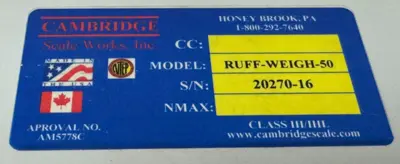 USED CAMBRIDGE SCALE WORKS CAMBRIDGE SCALE RUFF-WEIGH-50